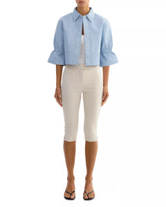 CAROLINA LEATHER RUFFLE SLEEVE JACKET