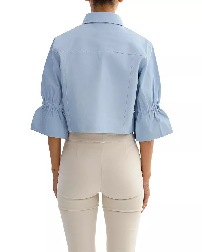CAROLINA LEATHER RUFFLE SLEEVE JACKET