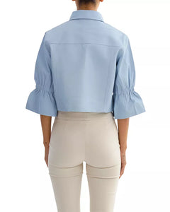 CAROLINA LEATHER RUFFLE SLEEVE JACKET