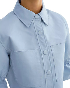 CAROLINA LEATHER RUFFLE SLEEVE JACKET