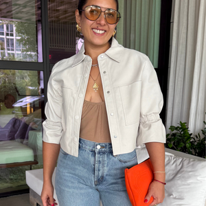 CAROLINA LEATHER RUFFLE SLEEVE JACKET