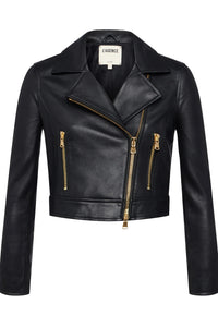 L'AGENCE ONNA CROPPED BIKER JACKET IN BLACK