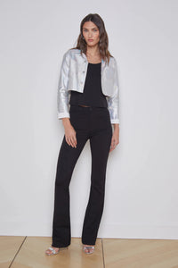 L'AGENCE WESLEY CROP RAW JACKET IN IRIDESCENT FOIL
