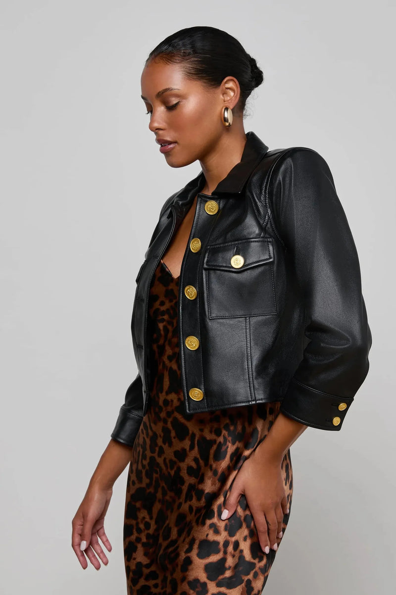 KUMI CROPPED LEATHER JACKET
