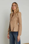 L'AGENCE LYRIC LEATHER PEPLUM JACKET IN CAPPUCCINO