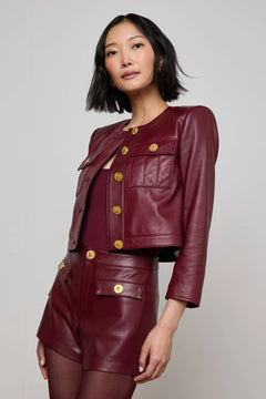 DEIDRA CROPPED LEATHER JACKET