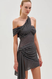 RONNY KOBO IZEL DRESS IN NAVY IVORY STRIPES