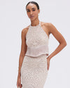 FLOWER CROCHET HALTERNECK TOP