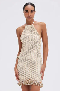 PATBO CAMILA COELHO MESH MINI DRESS IN OFF WHITE