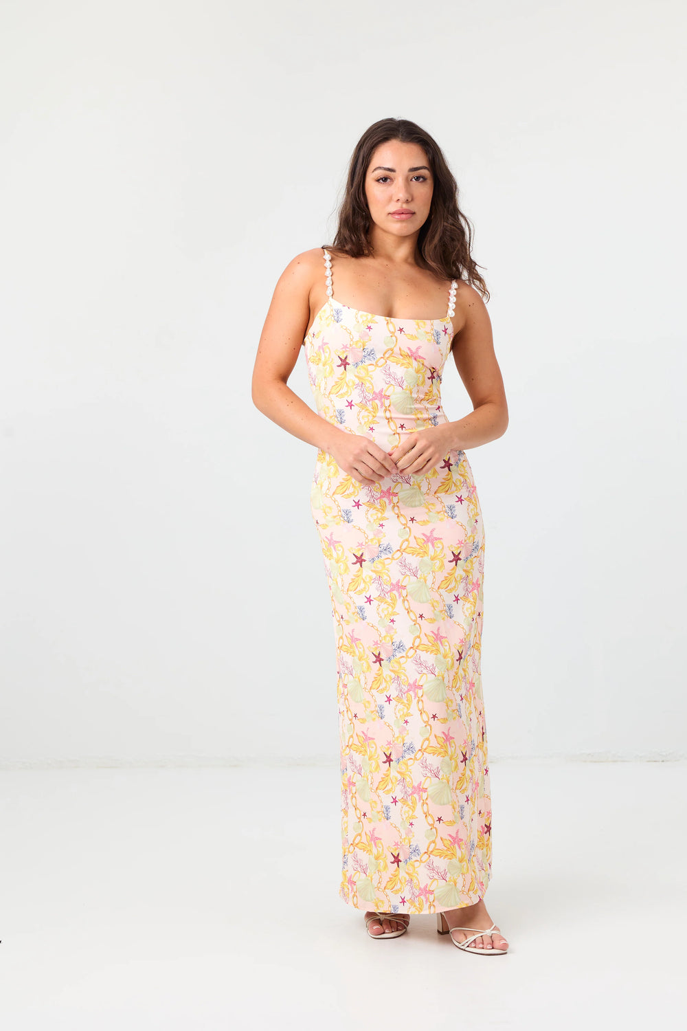STAR SHELL PEARL SLIP MAXI DRESS