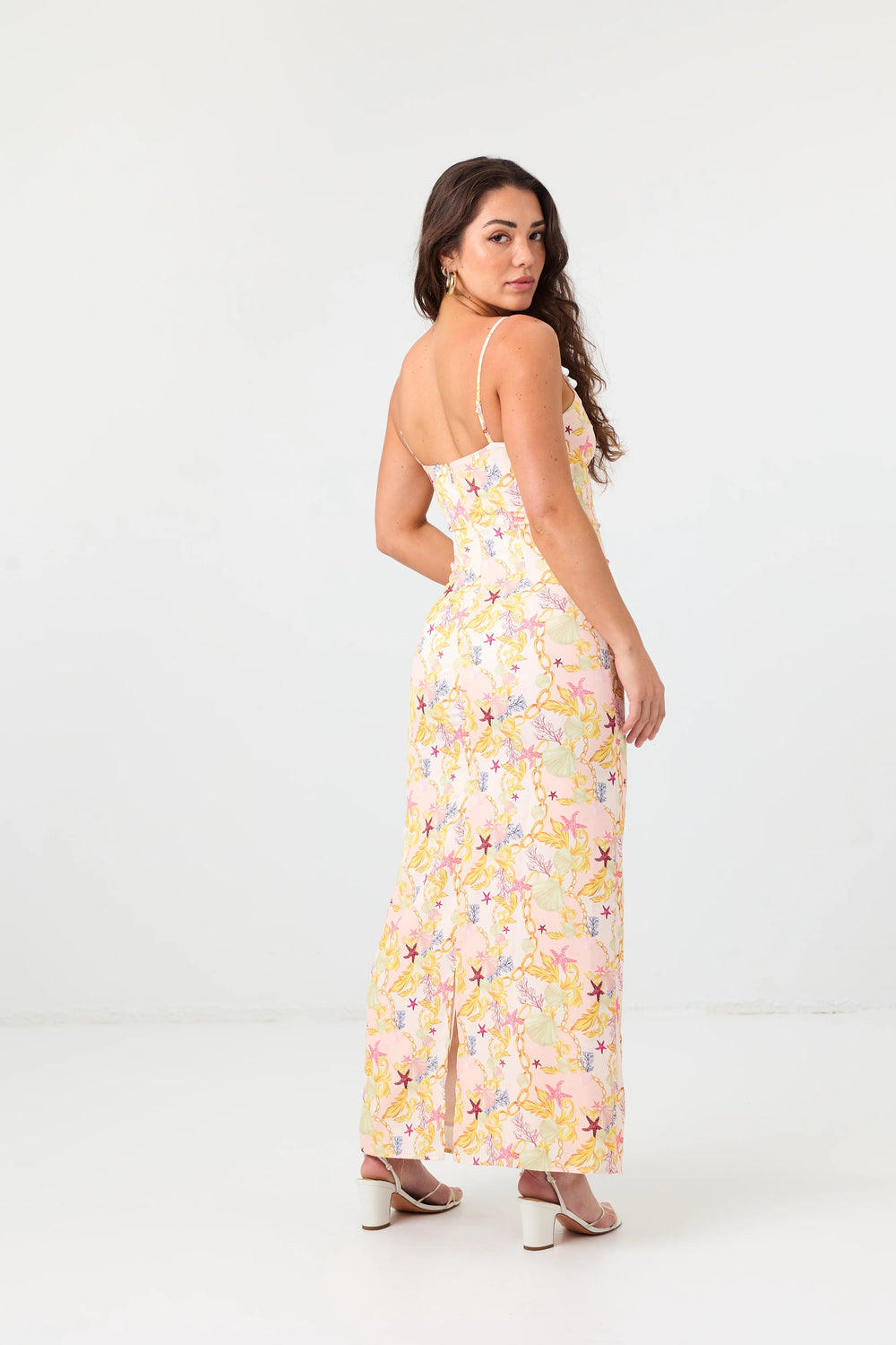 STAR SHELL PEARL SLIP MAXI DRESS