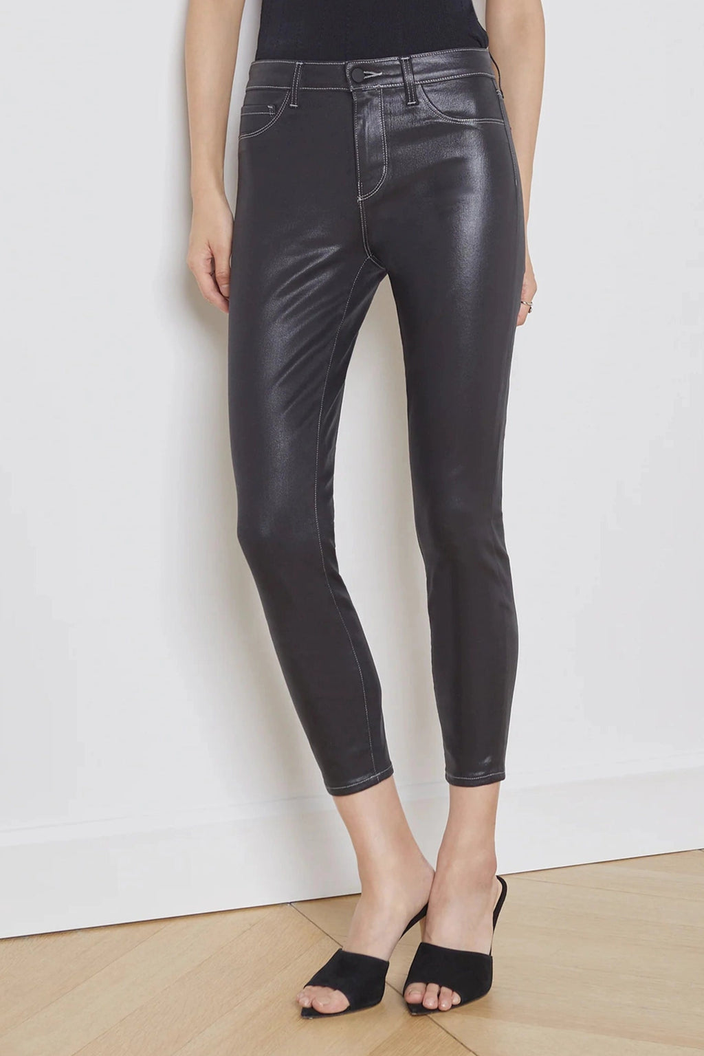 L'AGENCE MARGOT HIGH RISE MIX STITCH SKINNY JEANS IN NOIR/NATURAL CONT – Big Dro