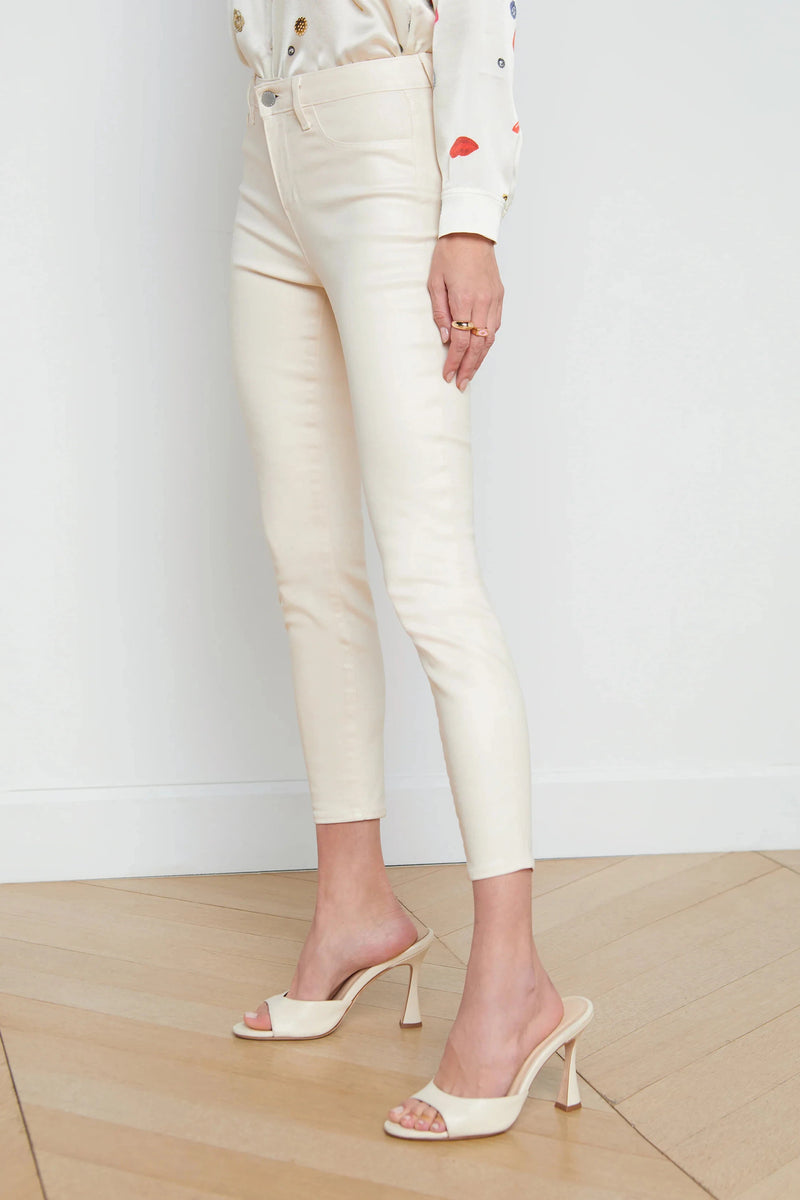 L'AGENCE MARGOT HIGH RISE SKINNY IN FRENCH VANILLA COATED