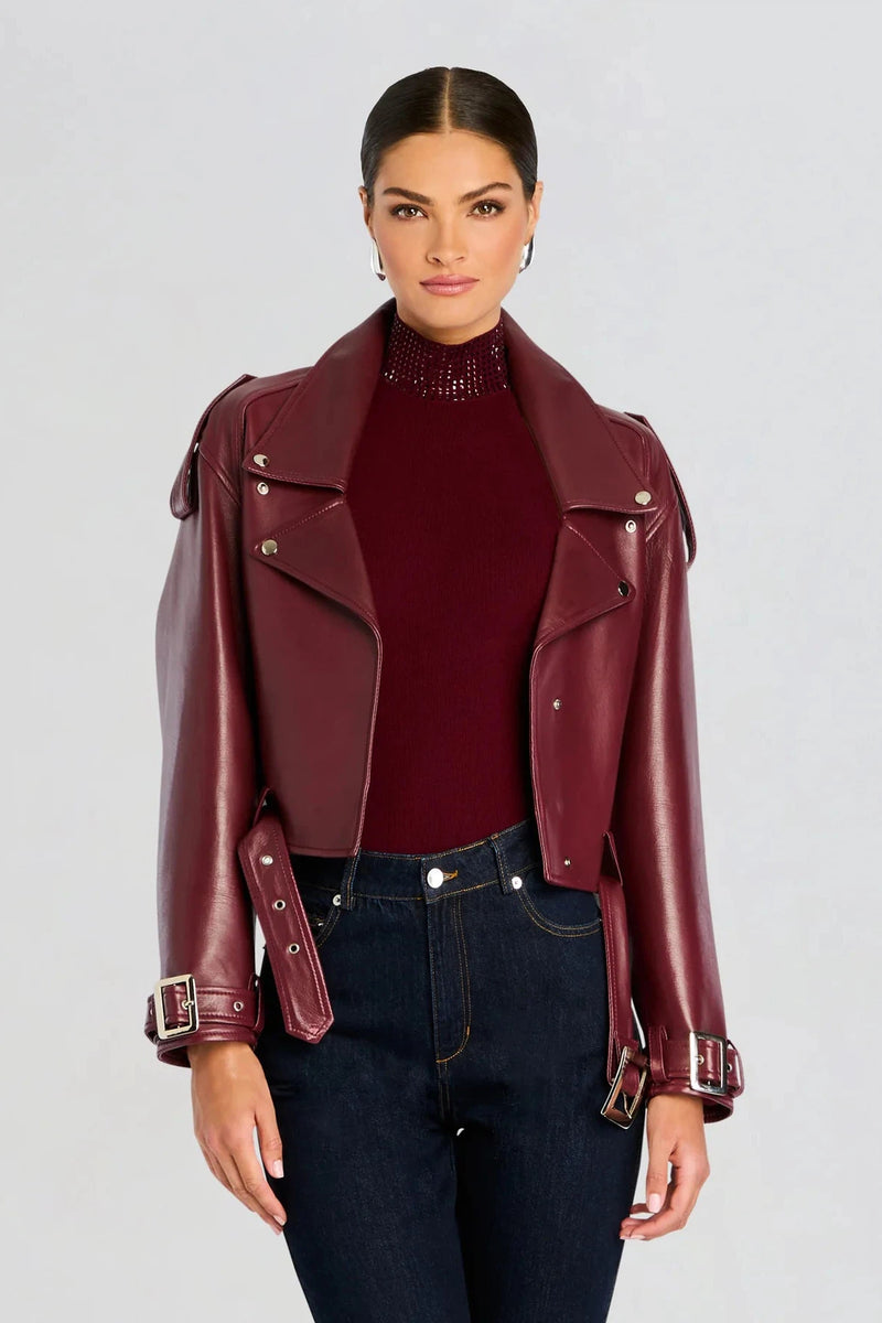 RETROFETE EINSLEY LEATHER JACKET IN PORT