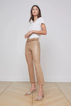 L'AGENCE KENDRA HIGH RISE CROPPED FLARE JEAN  IN CAPPUCCINO COATED