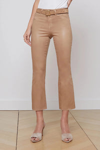 L'AGENCE KENDRA HIGH RISE CROPPED FLARE JEAN  IN CAPPUCCINO COATED