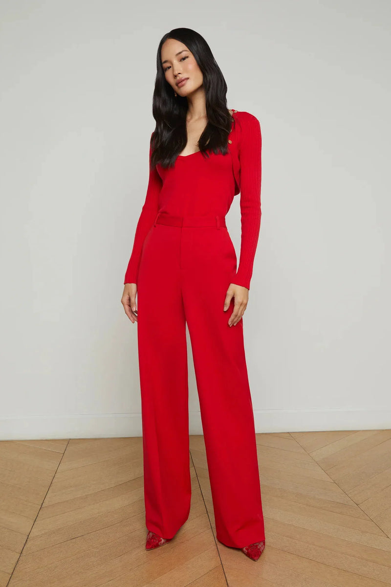 L'AGENCE LIVVY STRAIGHT LEG TROUSER IN SCARLET RED