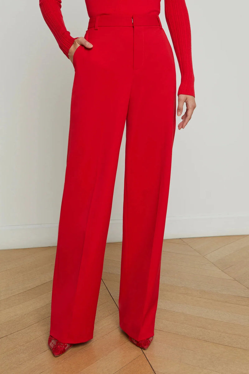 L'AGENCE LIVVY STRAIGHT LEG TROUSER IN SCARLET RED