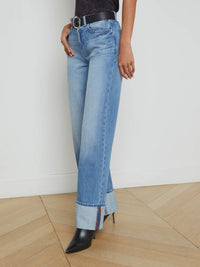 L'AGENCE MILEY CUFFED WIDE LEG JEAN IN CARUSO