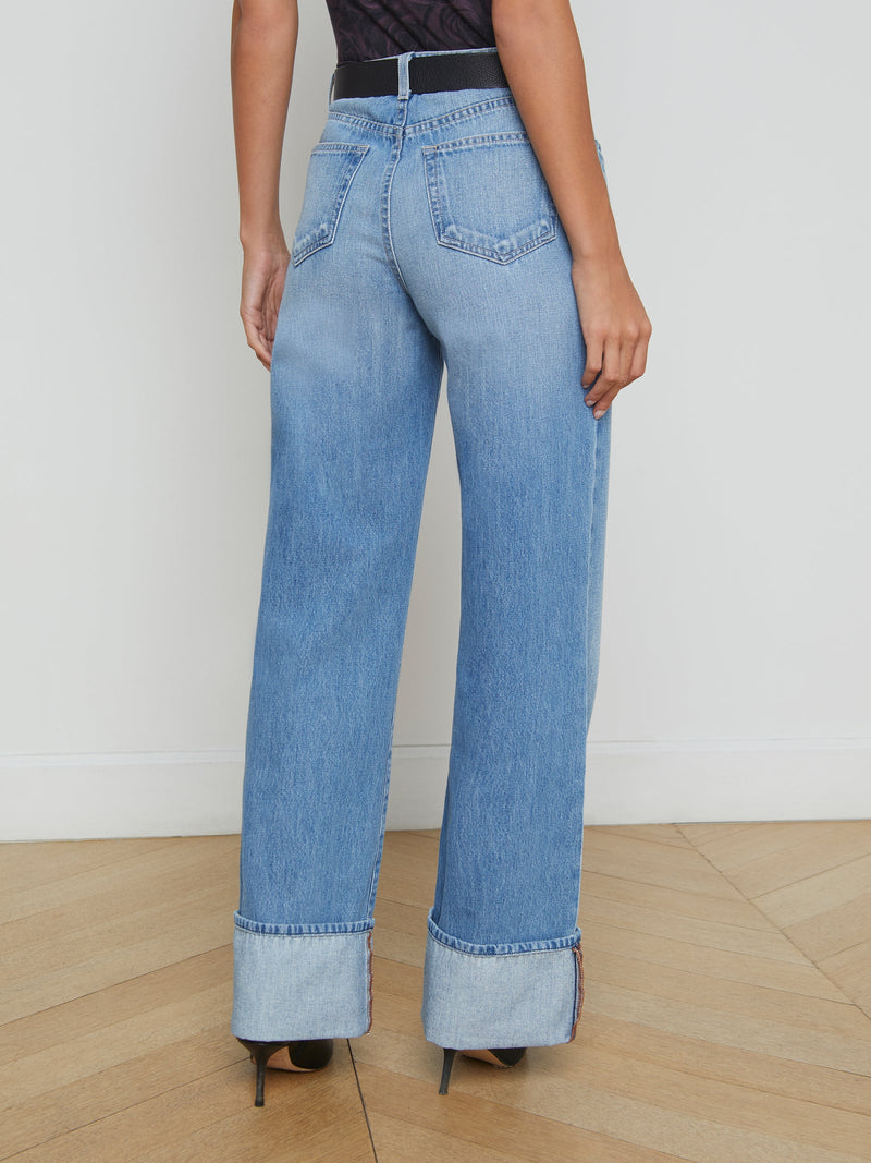 L'AGENCE MILEY CUFFED WIDE LEG JEAN IN CARUSO