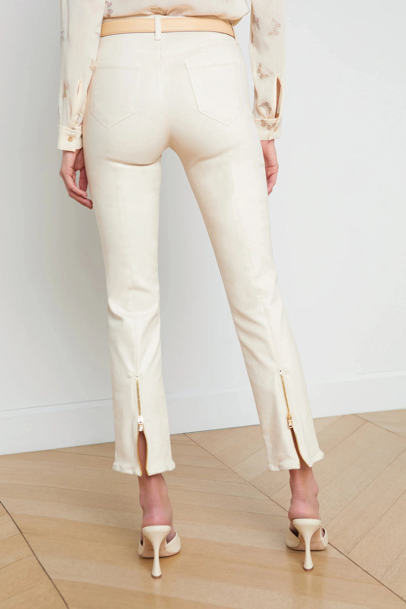 L'AGENCE GINNY H/R STRAIGHT BK ZIP IN FRENCH VANILLA COATED