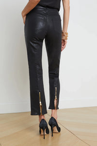 L'AGENCE GINNY H/R STRAIGHT BK ZIP IN NOIR COATED