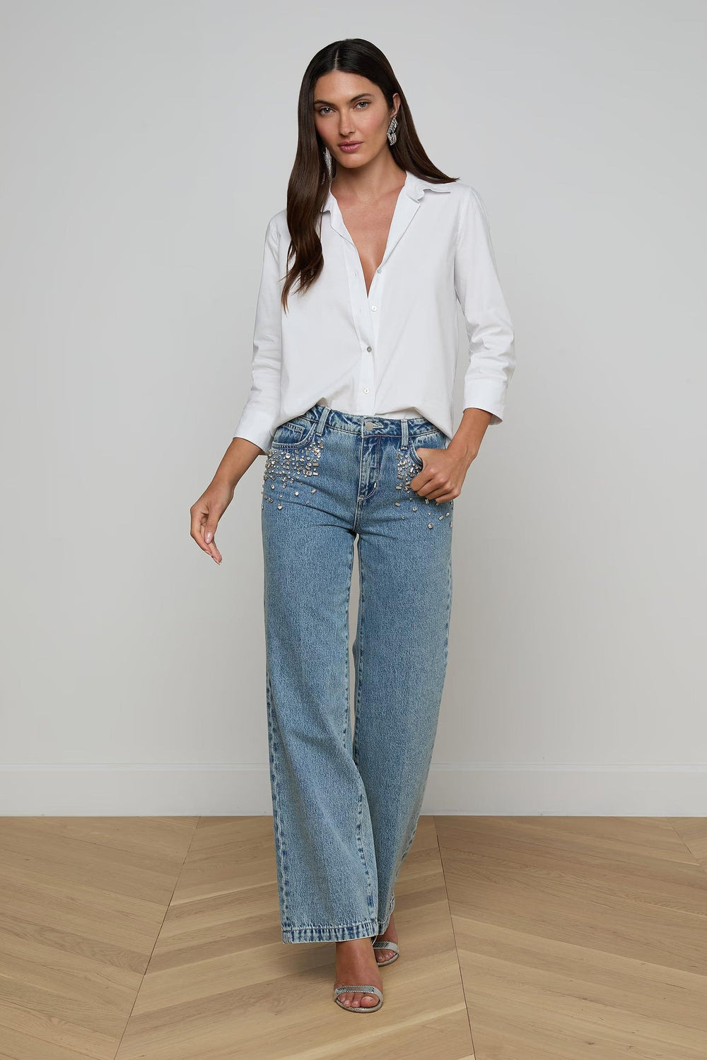 SCOTTIE EMBELLISHED WIDE LEG JEAN