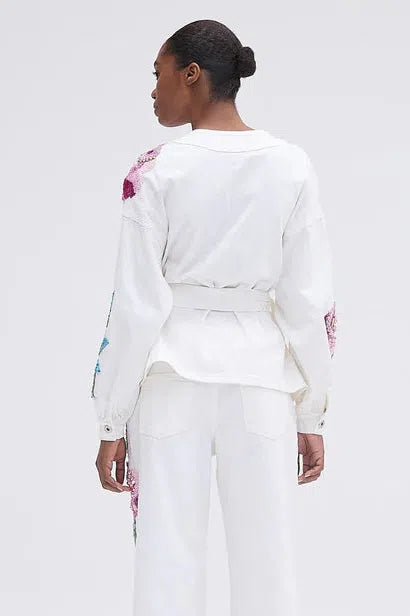 PATBO POPPY DENIM JACKET IN OFF WHITE