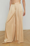 L'AGENCE AUBRIE WIDE LEG SATIN PANT IN LATTE