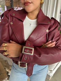 RETROFETE EINSLEY LEATHER JACKET IN PORT