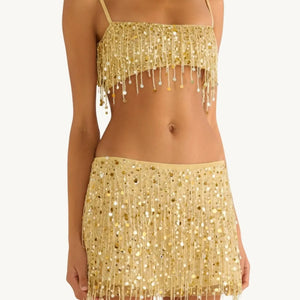 YASMIN HAND BEADED MINI SKIRT