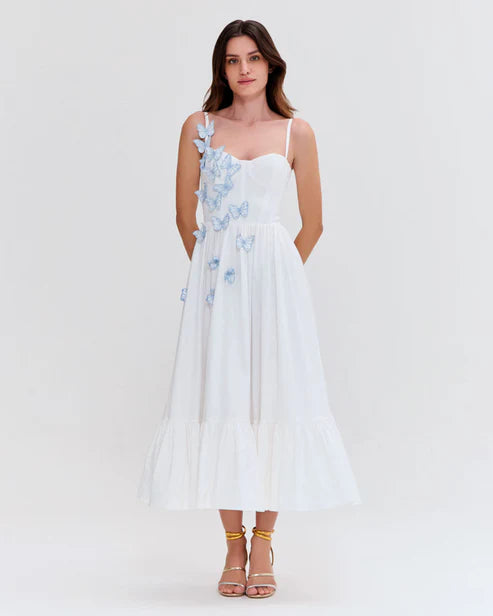 FLUTTER POPLIN BUTTERFLY MIDI DRESS – Big Drop NYC