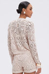 PATBO FLOWER CROCHET JACKET IN BEIGE