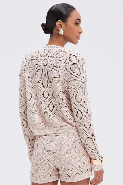 PATBO FLOWER CROCHET JACKET IN BEIGE