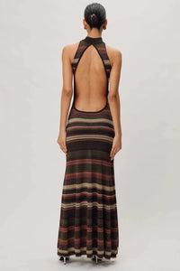 RONNY KOBO ARLO KNIT DRESS IN FOREST/BROWN MULTI