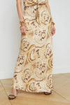 L'AGENCE ZETA LONG SKIRT IN IVORY MULTI BOUTE PAISLEY