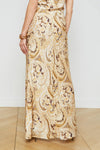 L'AGENCE ZETA LONG SKIRT IN IVORY MULTI BOUTE PAISLEY