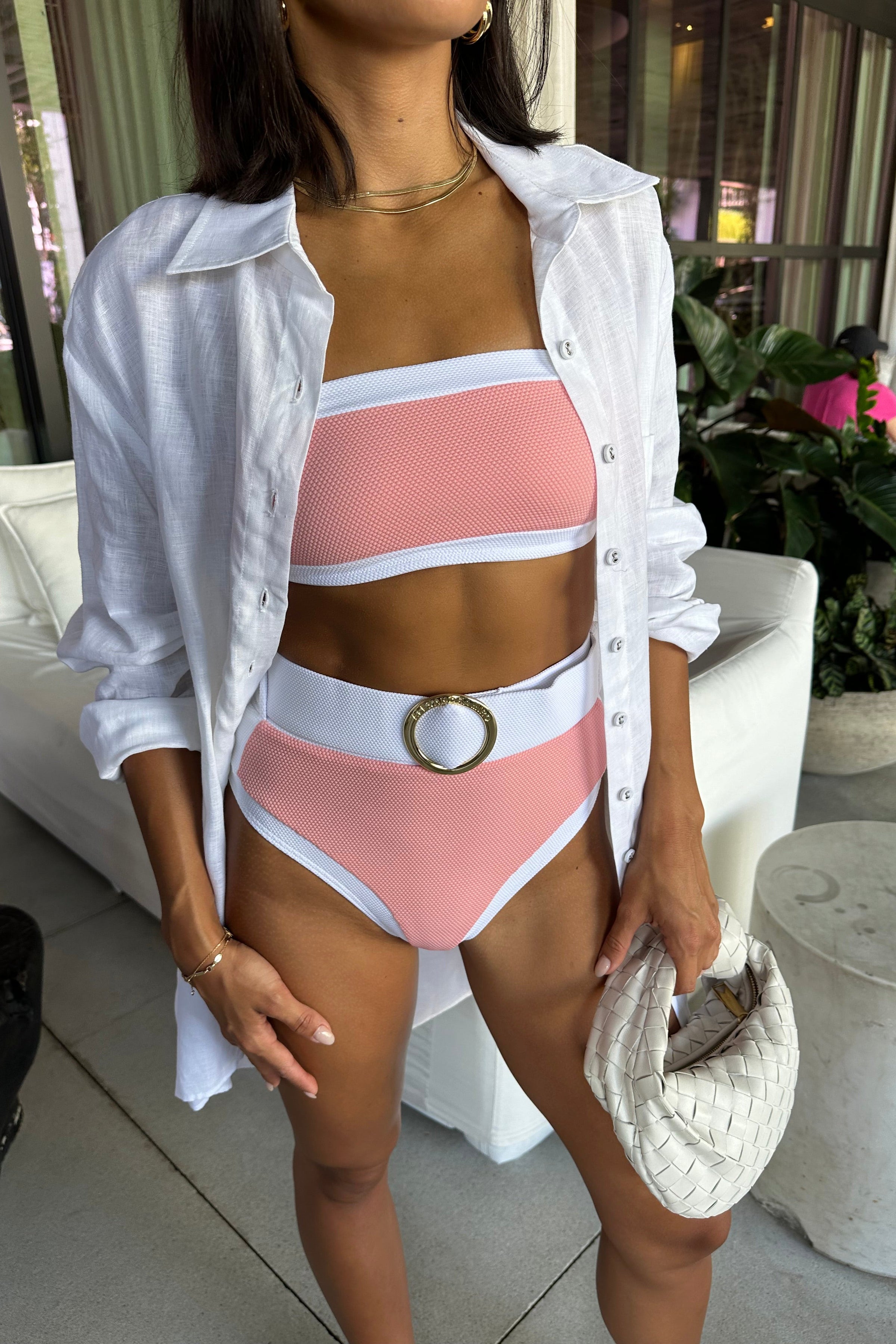 ALEXANDRA MIRO WHITNEY BIKINI BOTTOM IN PINK TEXTURE