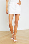 L'AGENCE PARIS MICRO MINI SKIRT IN BLANC/ SCARLET RED