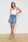 L'AGENCE KRIS BUTTON FRONT MINI SKIRT IN HILMAR