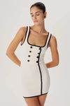 RONNY KOBO KEISHA KNIT DRESS IN WHITE/BLACK