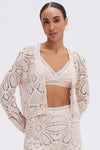 PATBO FLOWER CROCHET JACKET IN BEIGE