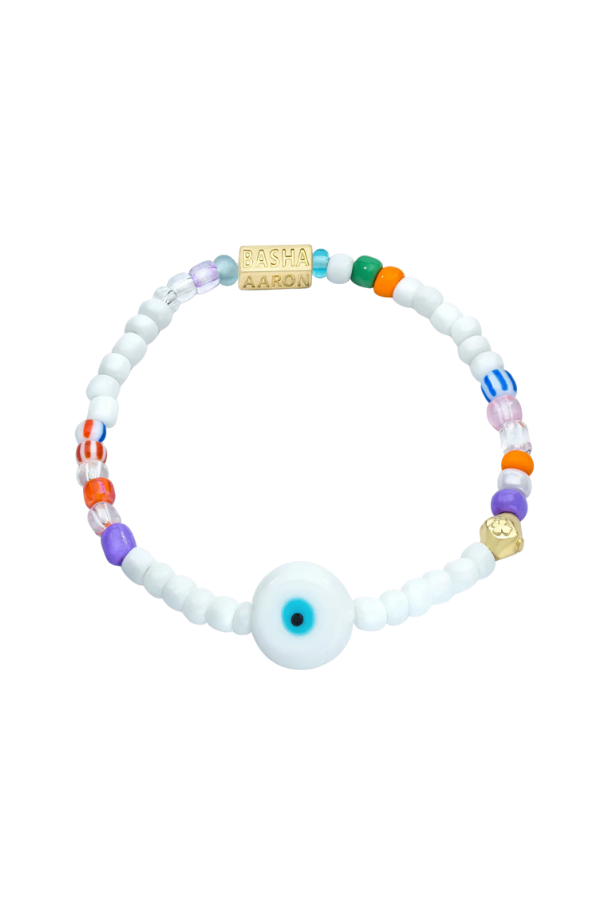 ALL WHITE BEADED STRETCH BRACELET