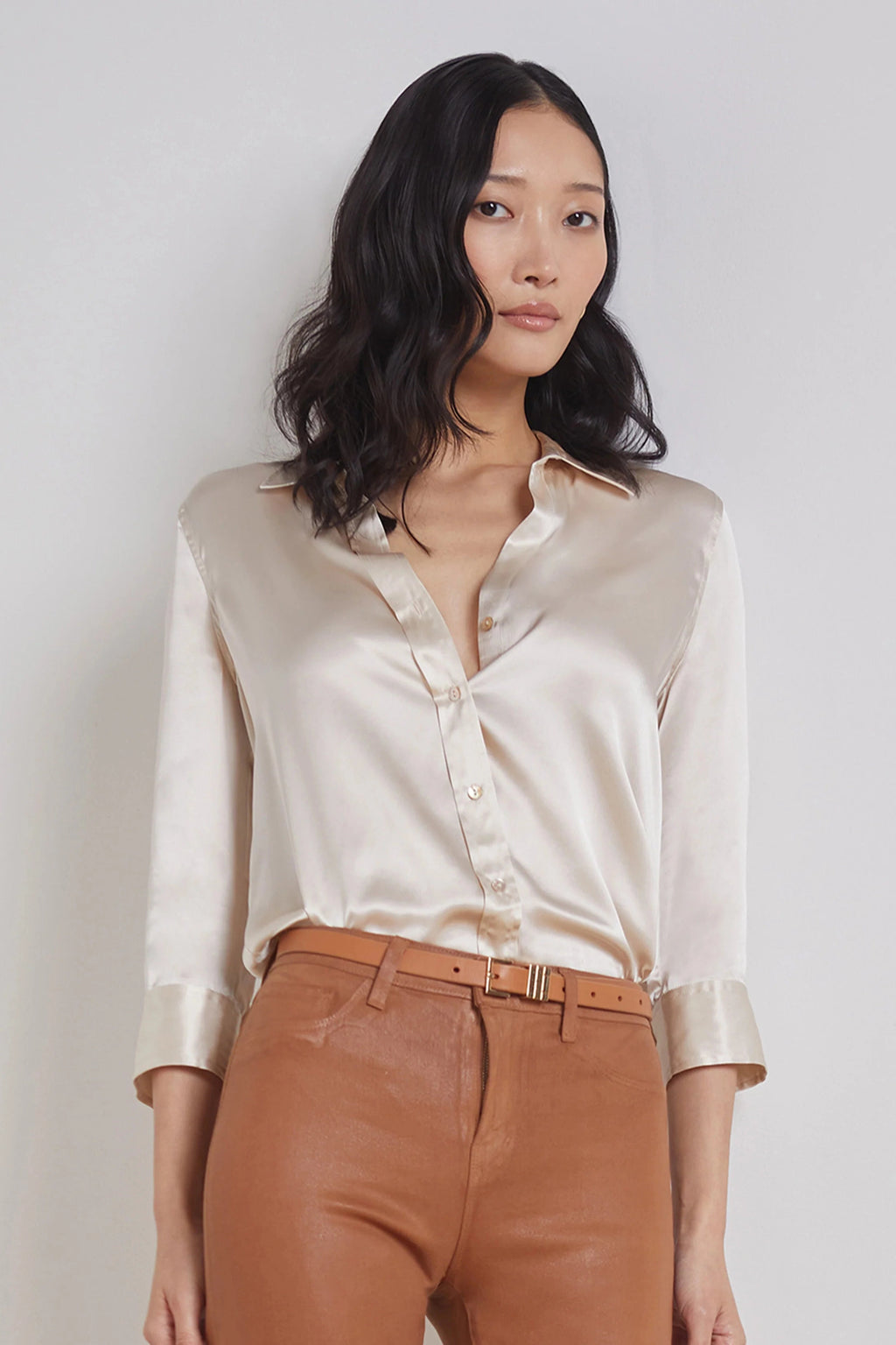 L'AGENCE DANI 3/4 SLEEVE BLOUSE IN CHAMPAGNE – Big Drop NYC