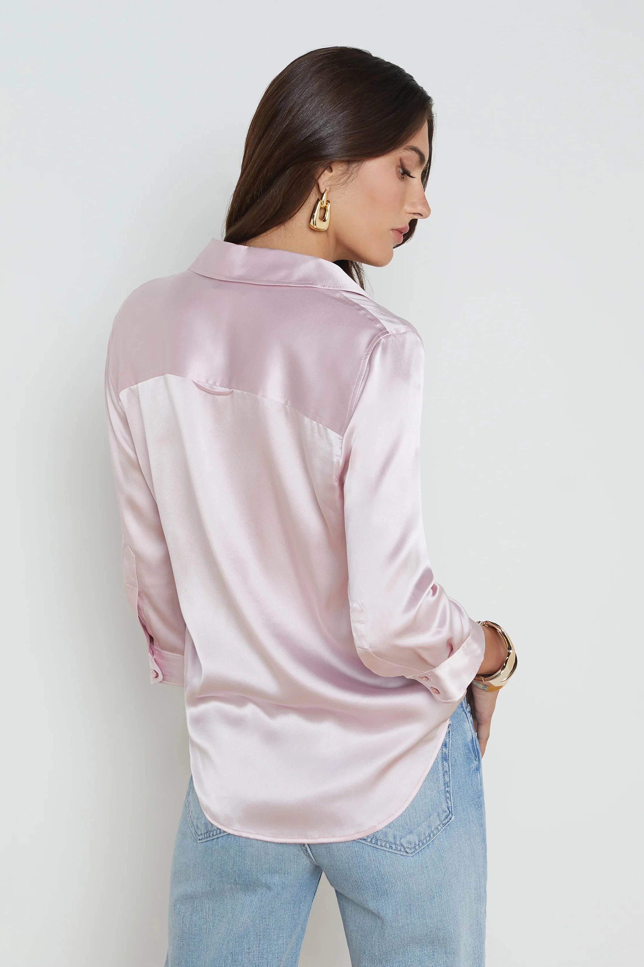 L'AGENCE DANI 3/4 SLEEVE BLOUSE IN LILAC SNOW