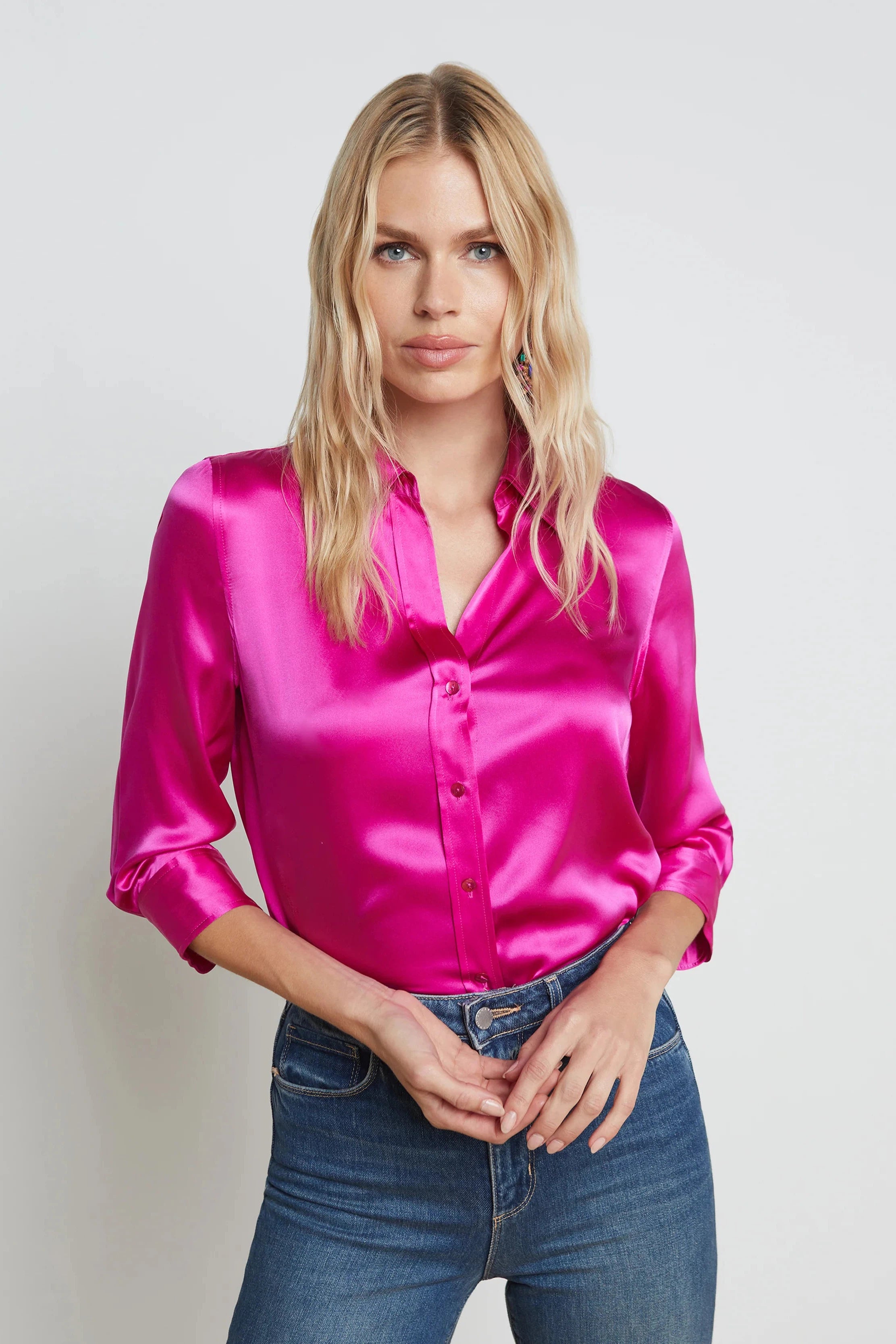 L'AGENCE DANI 3/4 SLEEVE BLOUSE IN STAR RUBY