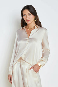 L'AGENCE TYLER LONG SLEEVE BLOUSE IN CREME BRULEE