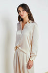 L'AGENCE TYLER LONG SLEEVE BLOUSE IN CREME BRULEE