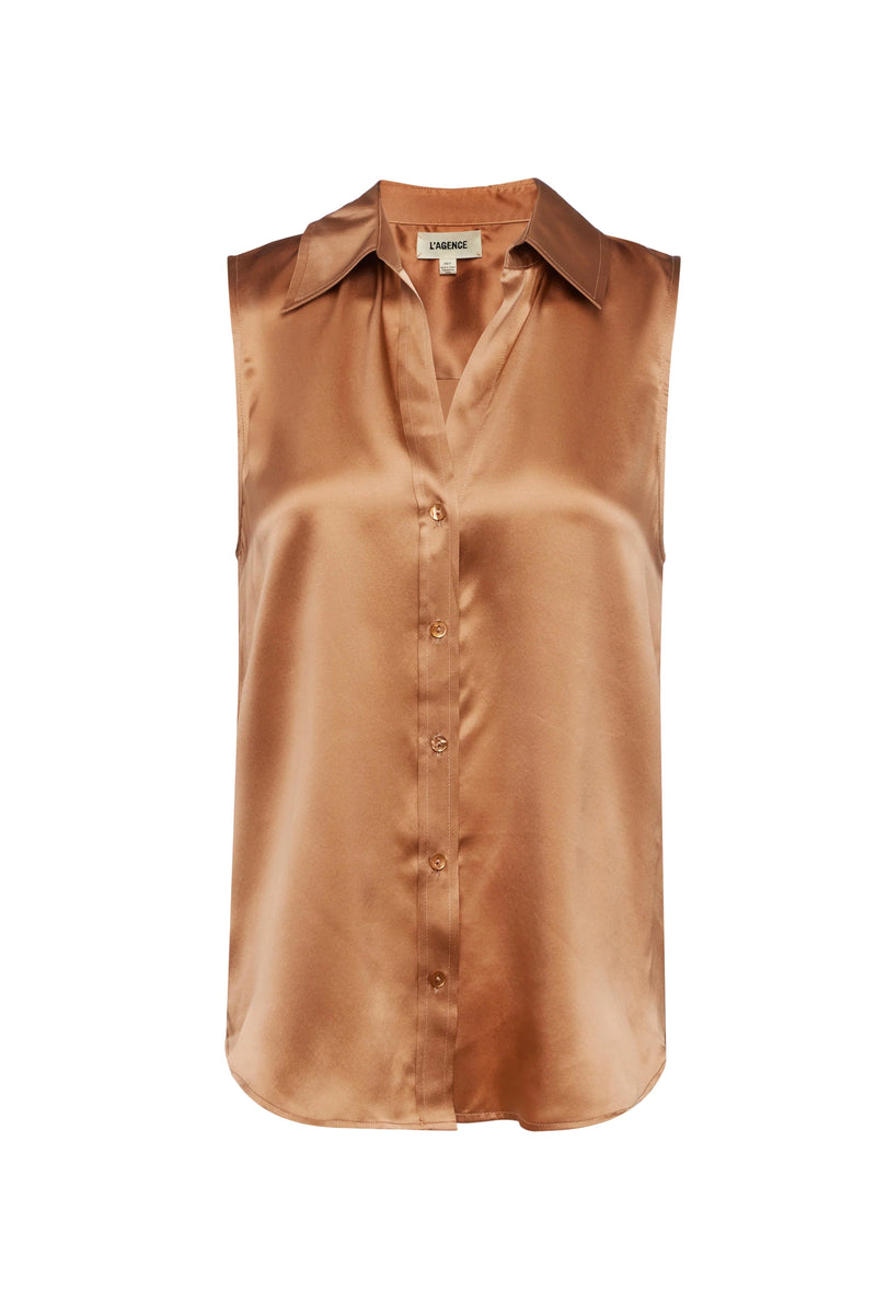 L'AGENCE EMMY SLEEVELESS BLOUSE IN MACAROON