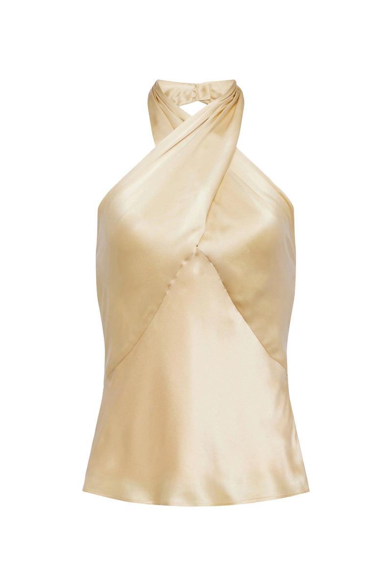 L'AGENCE LETITIA TWIST NECK TOP IN MARZIPAN
